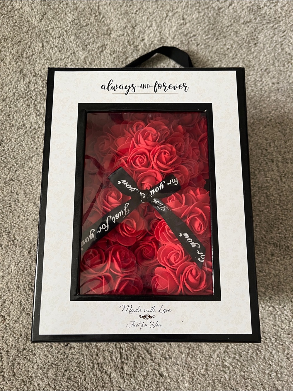 Always & Forever Flower Red Rose Bear Foam Flower Box Gift Valentine’s Love